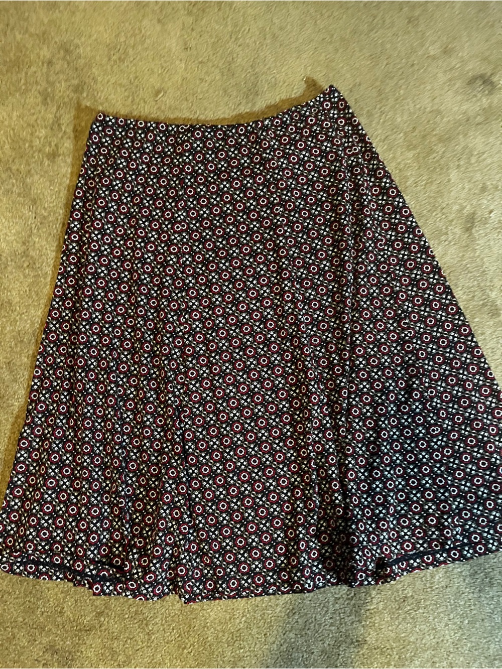 Black & Red Patterned A-Line Skirt